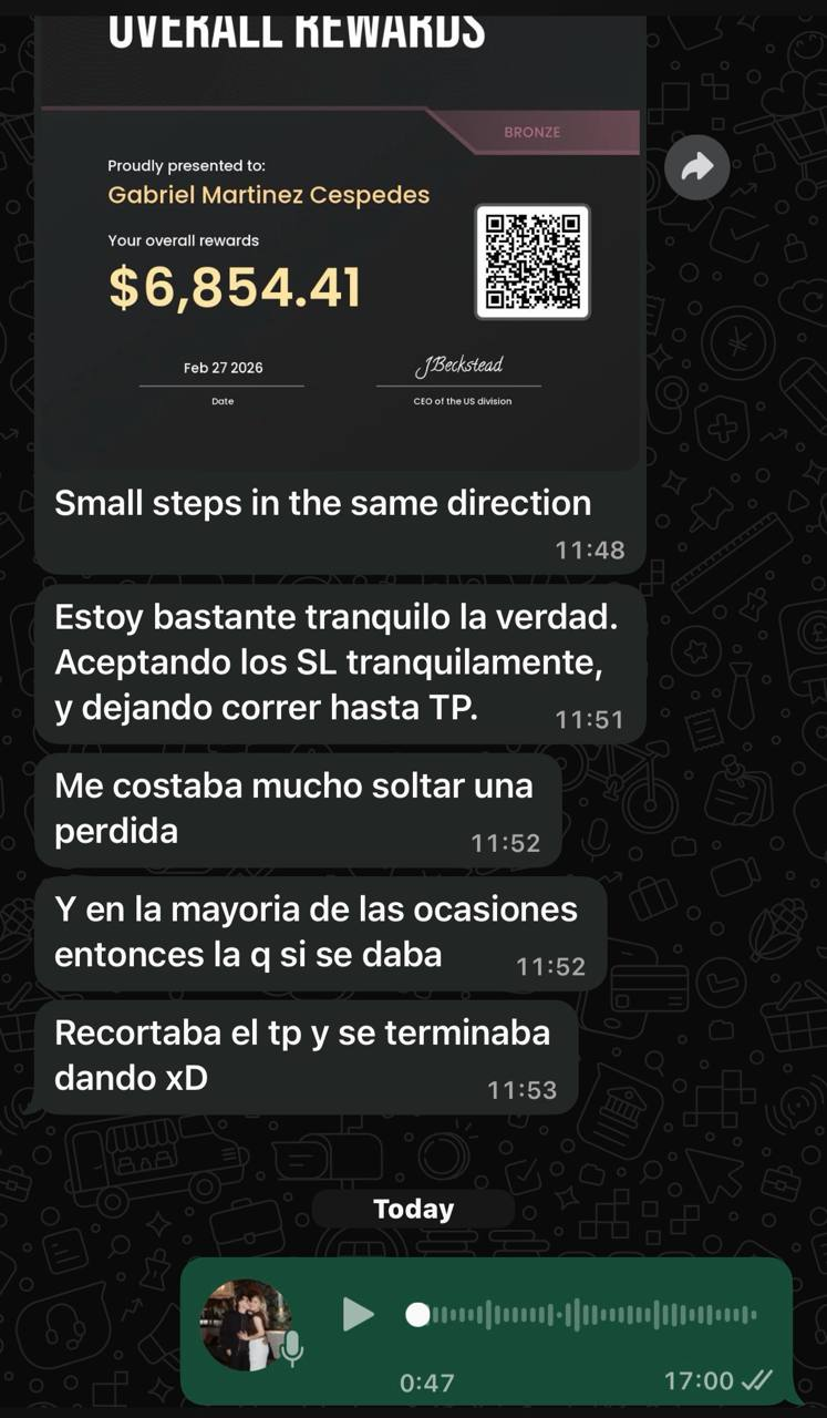Comprobante de recompensas acumuladas compartido en chat